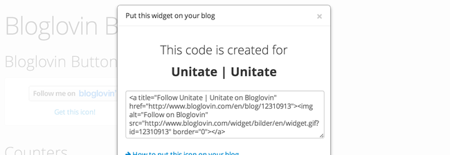 16 Få HTML-koden fra Bloglovin