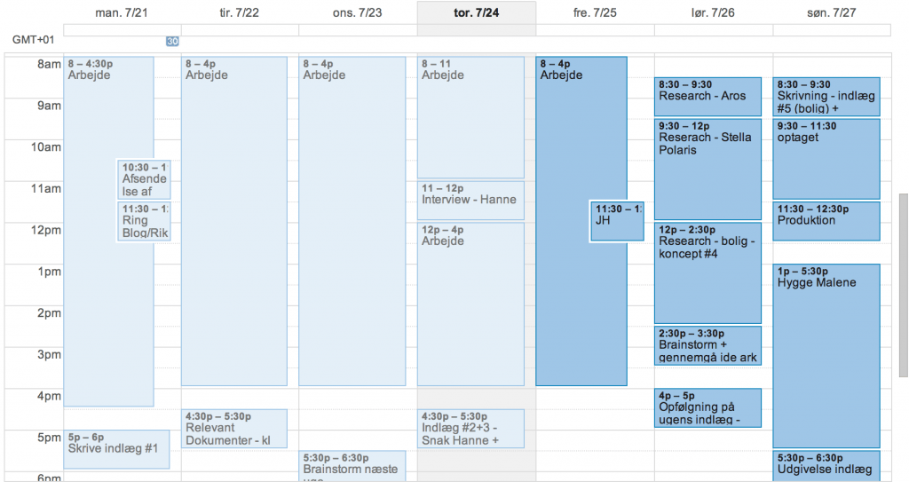 2 Benyttelse af Google kalender